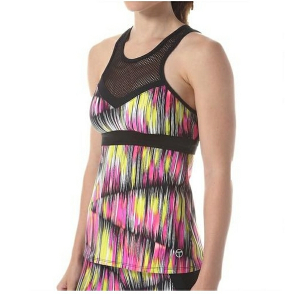 Trina Turk Tops - Trina Turk Digikat High Neck Mesh Detail Shelf Bra